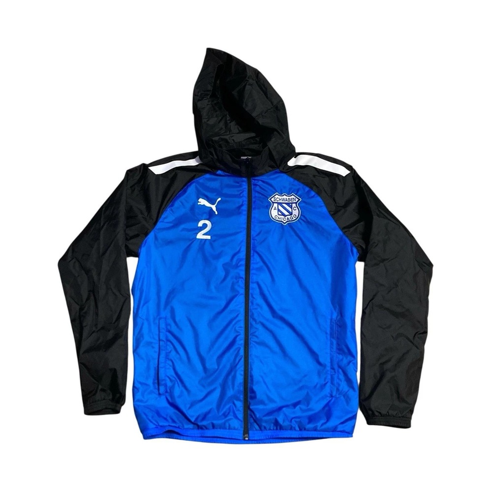 Puma Windbreaker Jacket Soccer Mens Medium Blue Schwaben AC Chicago Futbol